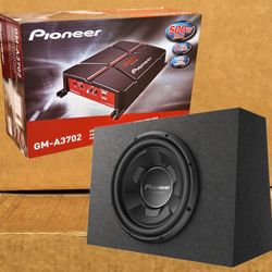 🚨 No Credit Needed 🚨 Pioneer Bass System Power Amp 2 Ch 12" Custom Sealed Enclosure 500 Watt Package 🚨 Payment Options Available 🚨 