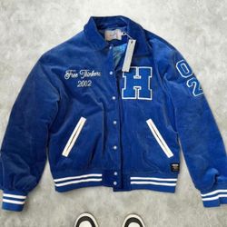 HUDSON Free Thinkers Corduroy Varsity Jacket Blue Limited Edition
