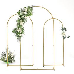 Vincidern Wedding Arch Backdrop Stand Set of 3 (7.2FT, 6.6FT,5.9FT), Balloon Arch Stand, Metal Arch Backdrop Stand for Wedding Ceremony, Birthday Part