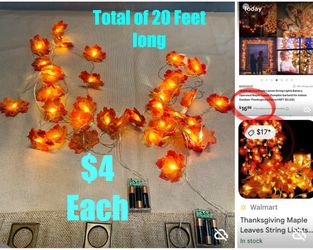 $4 Each Autumn 🍂 🍁 10 Feet Garlands 2 available batteries operated total of 20 feet