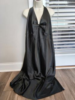 Jones New York Vintage Black Liquid Satin Halter Maxi Gown - Size 3X