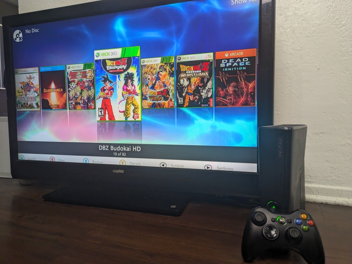 Xbox 360 Slim RGH 3.0 500gb | 65+ Xbox 360 Games | 150 XBLA Games | +DLC | 5K+ GB GBA GBC NES SNES