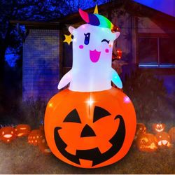 NEW Halloween 6FT Pumpkin Ghost Airblown Inflatable