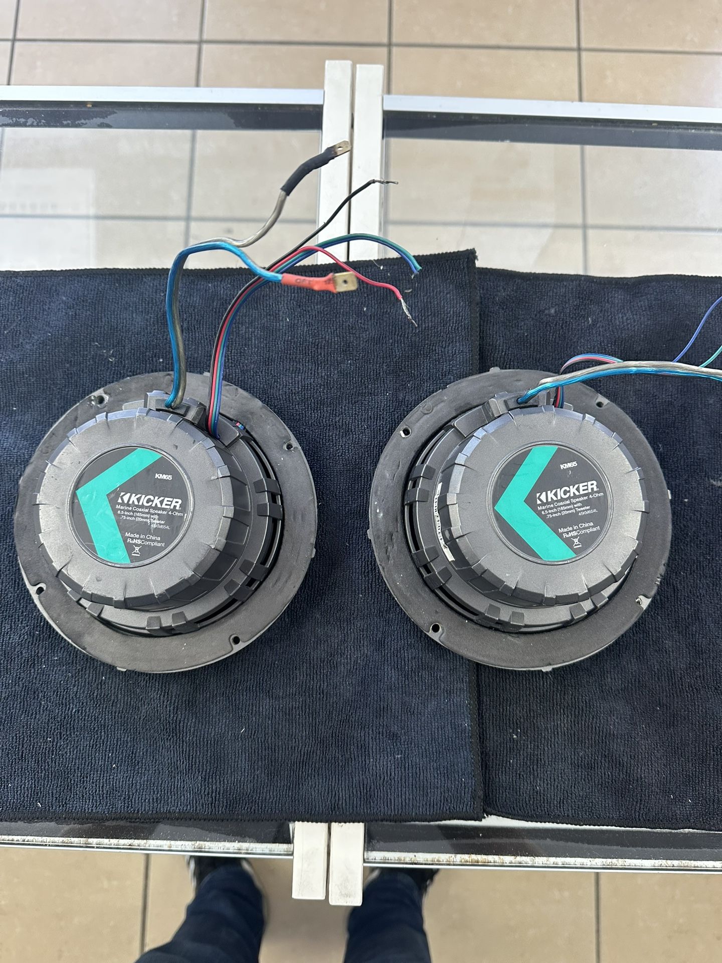 Kicker's 45KM654 6-1/2" marine speakers sound terrific and look great on any boat and ATV
