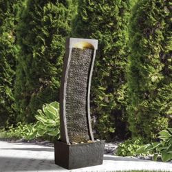 NEW in Box Curved Waterfall Fountain with LED 38.58” - Indoor or Outdoor 