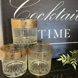 Culver Tyrol 22 Kt. Gold Old Fashion Barware