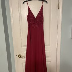 Red Sparkly Prom Dress with Slit