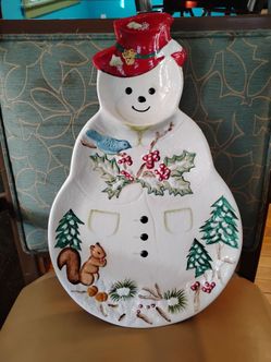 Tracy Porter Snowman Christmas Platter