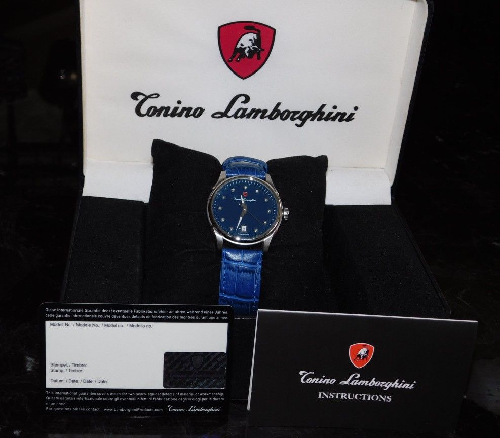 38mm Tonino Lamborghini Leather Diamond Swiss Unisex Watch