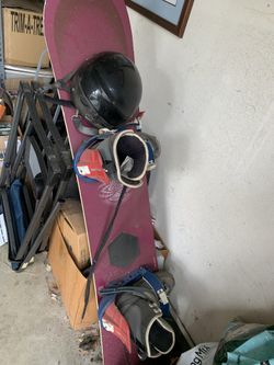 Snow Board, Helmet And Boots