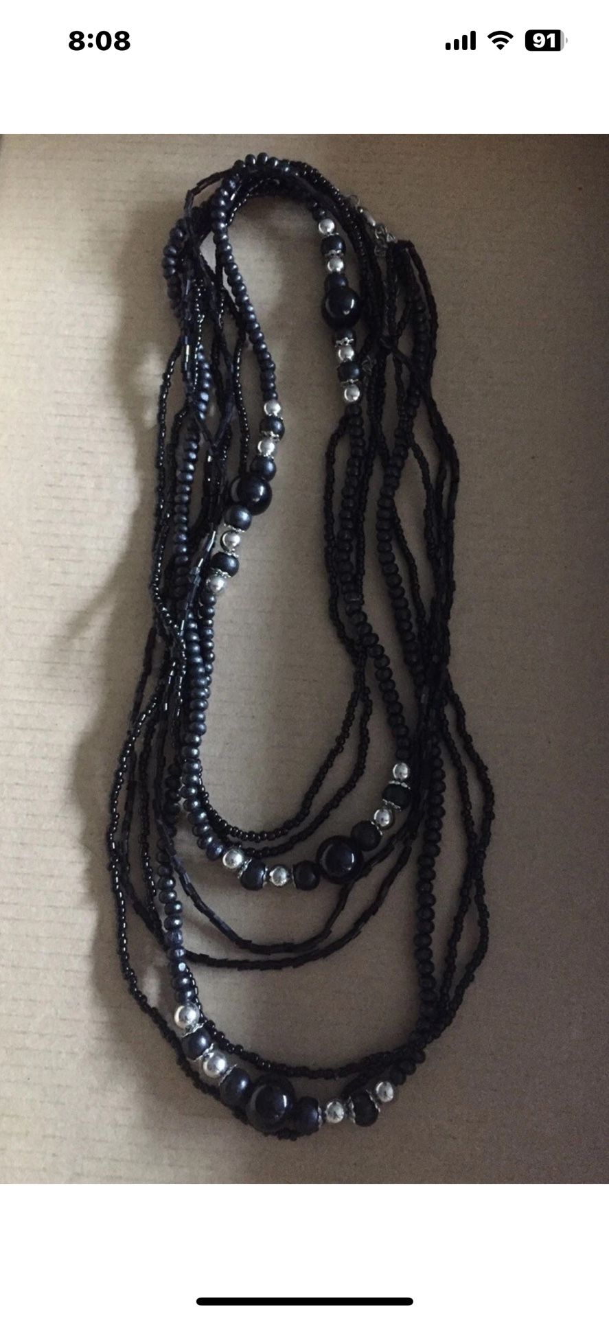 Black And Silver Beaded necklace