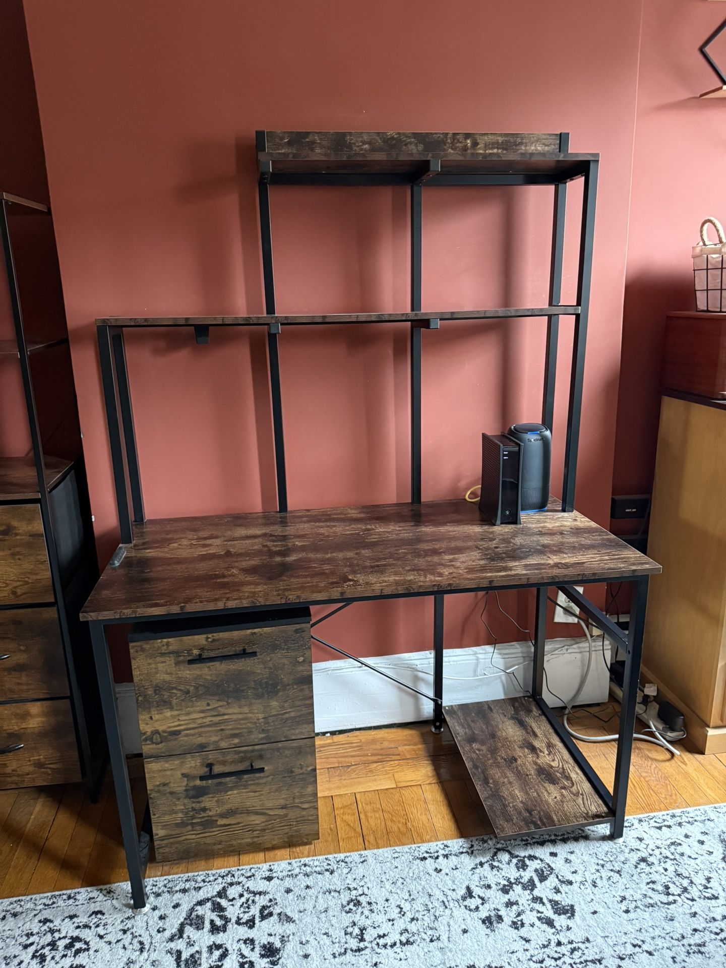 FULL OFFICE SUITE — Two Shelf Desk/3 Drawer Book Shelf/Two Drawer File Cabinet