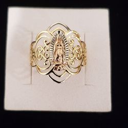14kt Tri Color Gold Virgin Marie/Guadalupe Ring