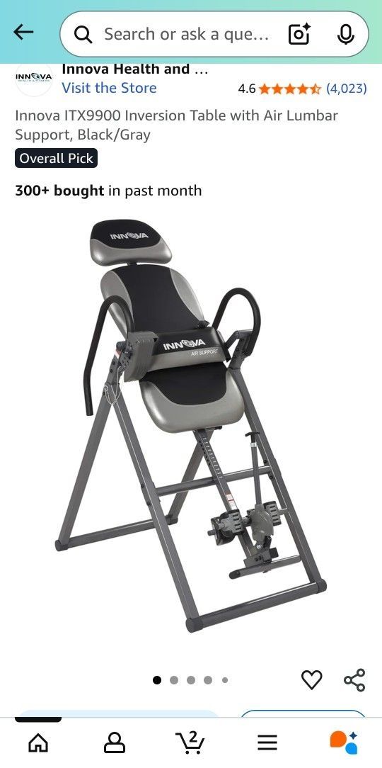 Innova ITX9900 Inversion Table with Air Lumbar Support, Black/Gray
