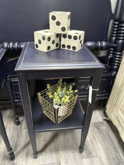 Antique Midnight Blue Nightstand / Side Table 