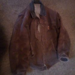 carhartt Jacket 2Xl C61 DKB Brown  Sherpa Lined Sandstone Ridge Coat Insulated