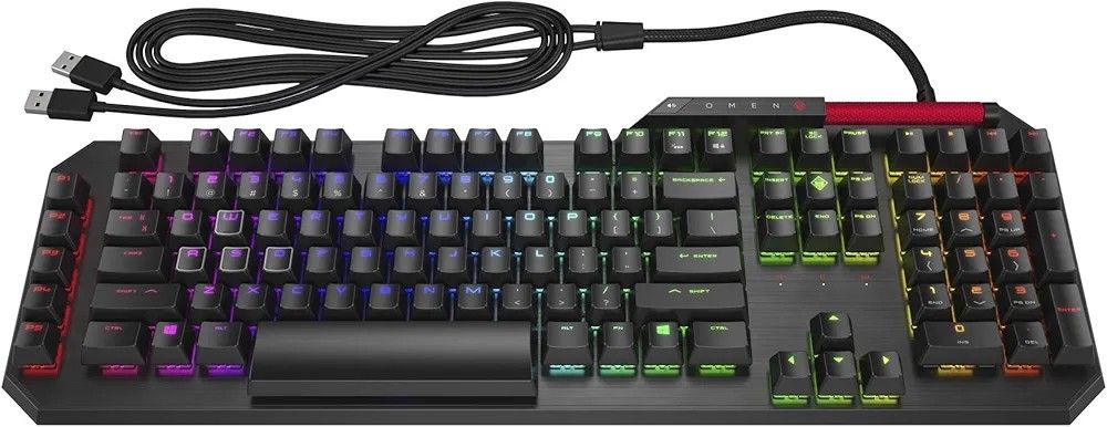 Omen by HP Sequencer Wired USB Mechanical Optical Gaming Keyboard – 10X Faster – Blue Switch - Volume Roller Bar – 16.8M RGB Colors – Anti Ghosting