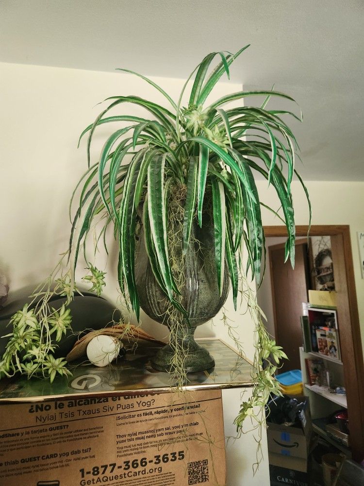 Fake Tall Plant WithMetal Vase