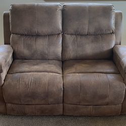 Brown Suede Recliner Couch
