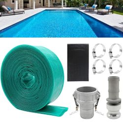 Bashik Backwash Hose for Swimming Pool with 4 pcs Hose Clamp heavy duty durable Aging resistance(with camlock fitting,2.0" X 50 feet)