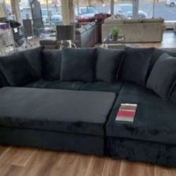 New Super Comfy All Black Or Black And Gray Sectional Sofa Couch *Ottoman Sold Separately * 