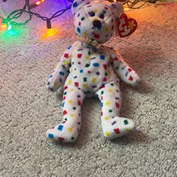 Rare Tag Errors Ty 2K Beanie Babies Bear White Confetti