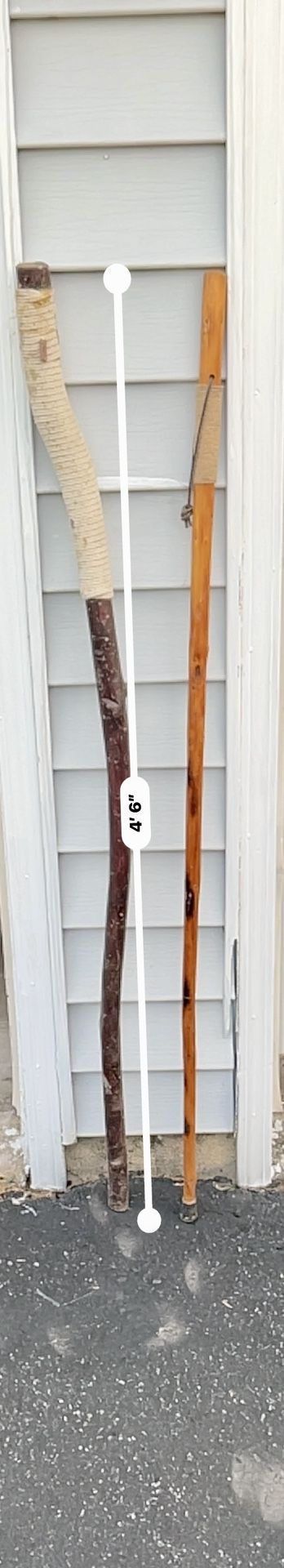 Pair of Solid Wood Wizard Staffs. Could be used as walking sticks. Both are 4ft 6in Height