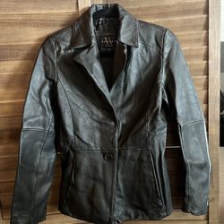 Black Vintage Leather Blazer Jacket by Winlit