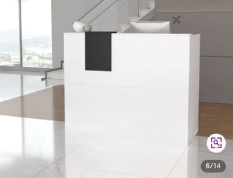 Modern White Reception Desk / Retail Checkout Counter (used like new)