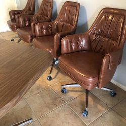 Vintage Mid Century Modern Rolling Dining Chairs