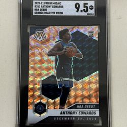 2020 Mosaic Anthony Edwards NBA Debut Orange Reactive Prizm Rookie SGC 9.5 Timberwolves 