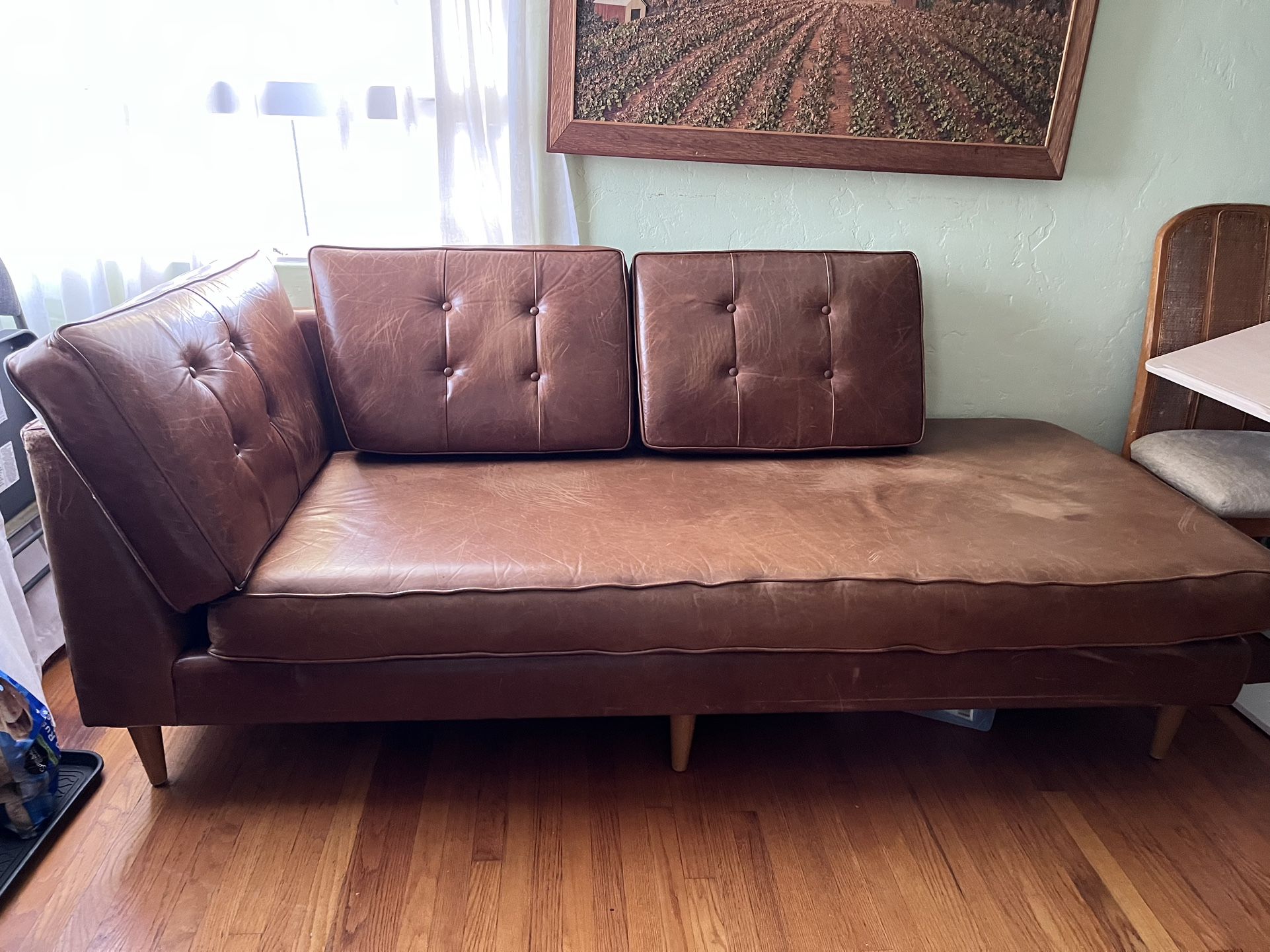 Sturdy Brown Leather Couch