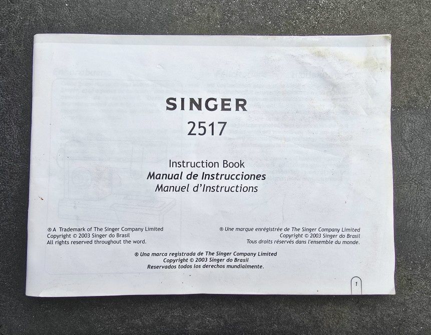 Singer 2517 Sewing Machine Instruction Book Manual