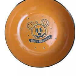 Disney Mickey Mouse Happy Halloween Pumpkin Bowl Candy Dish New Orange and Black