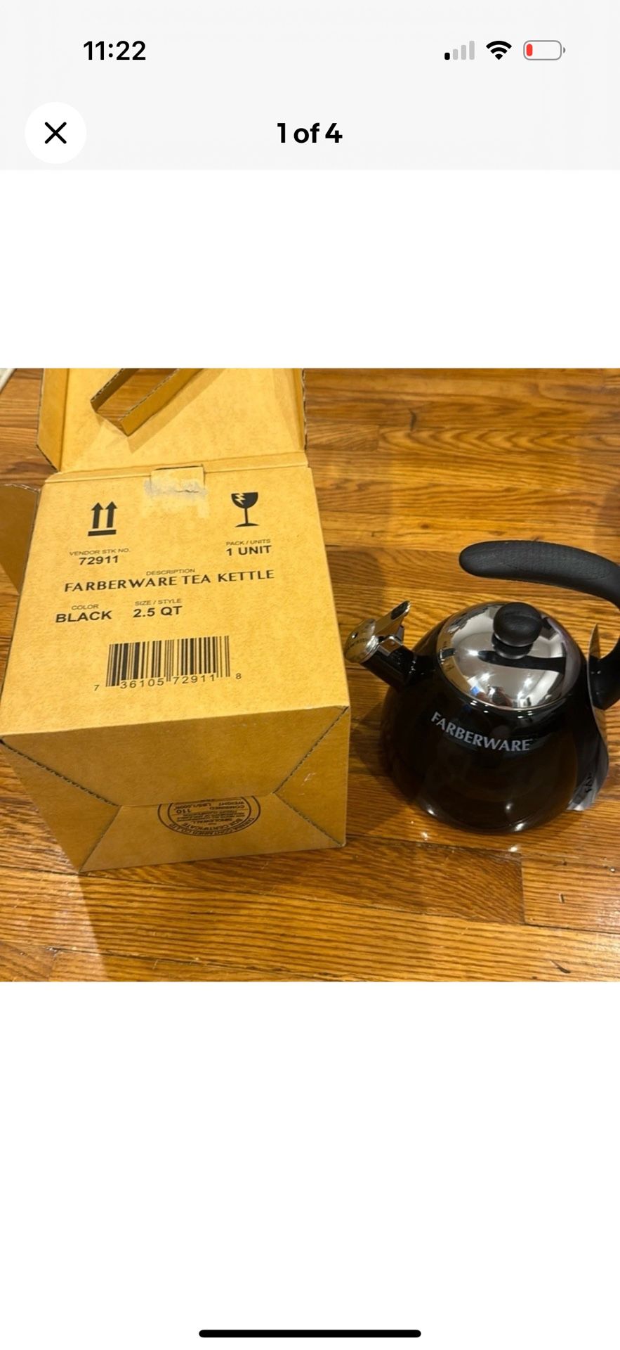 Farberware Tea Kettle Boil Water Black Ergonomic Kitchen
