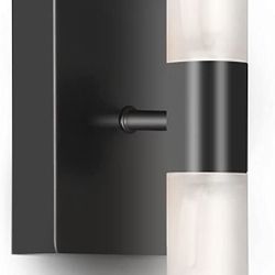 Modern Saber 2-Light Wall Sconce with Frosted Glass Shades Indoor Black Vanity Glass Tube Wall Bar Light for Bathroom Bedroom Hallway