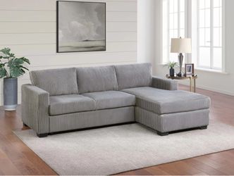 Brand new light gray wide corduroy section with chaise