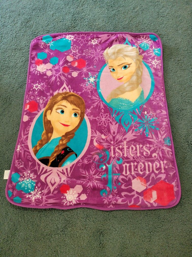 DISNEY FROZEN ANNA AND ELSA "FRIENDS FOREVER " BLANKET SZ 40"×50" SEE DESCRIPTION 