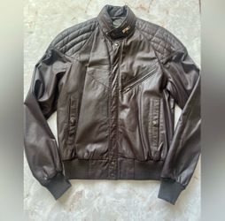 Hill & Archer Brown Moto Leather Jacket Sz 42