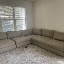 Upholster Right facing Sectional With Ottoman 