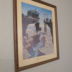 Vintage Cowboy "Things Could Be Worse!" Framed Print By Michael Scovel Wall Decor