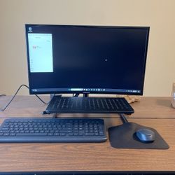 Samsung Curved 27” Monitor With Keyboard/Mouse And Laptop Stand