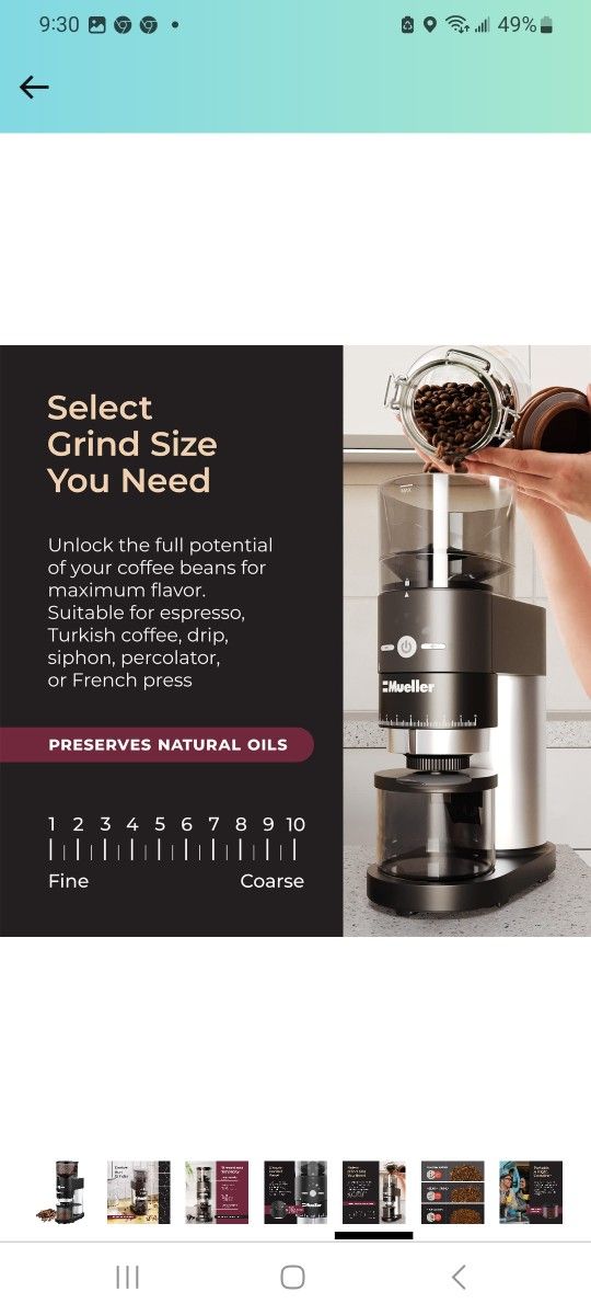 Mueller Ultra-Grind Conical Burr Grinder Professional Series, Easy Clean  Chamber