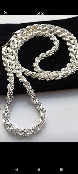 Sterling silver diamond cut rope chain 3.4 mm wide 30" inches