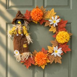 Fall Harvest Scarecrow Door Wreath