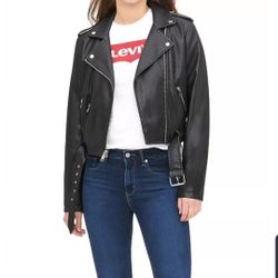 New Womens Levi's Motorcycle Black Jacket Size Large L Clothes Top Chamara De Mujer Grande