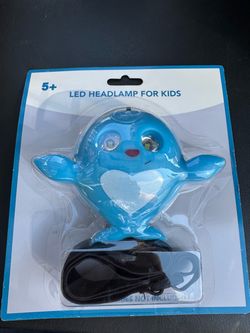 NEW Led DOLPHIN Headlamp for Kids - Battery 2 Light Modes Flashlight Blink