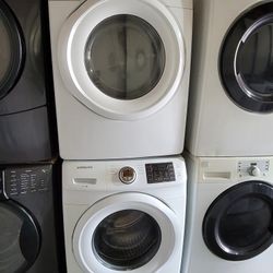 Samsung Front Loading Washer And Stackable Gas Dryer Set 