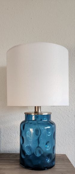 Small Blue Textured Glass Lamp