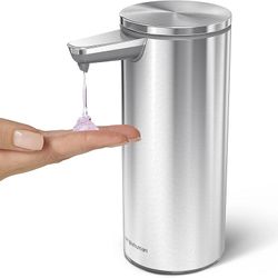 simplehuman 9 oz. Touch-Free Rechargeable Sensor Liquid Soap Pump Dispenser, Brushed Stainless Steel